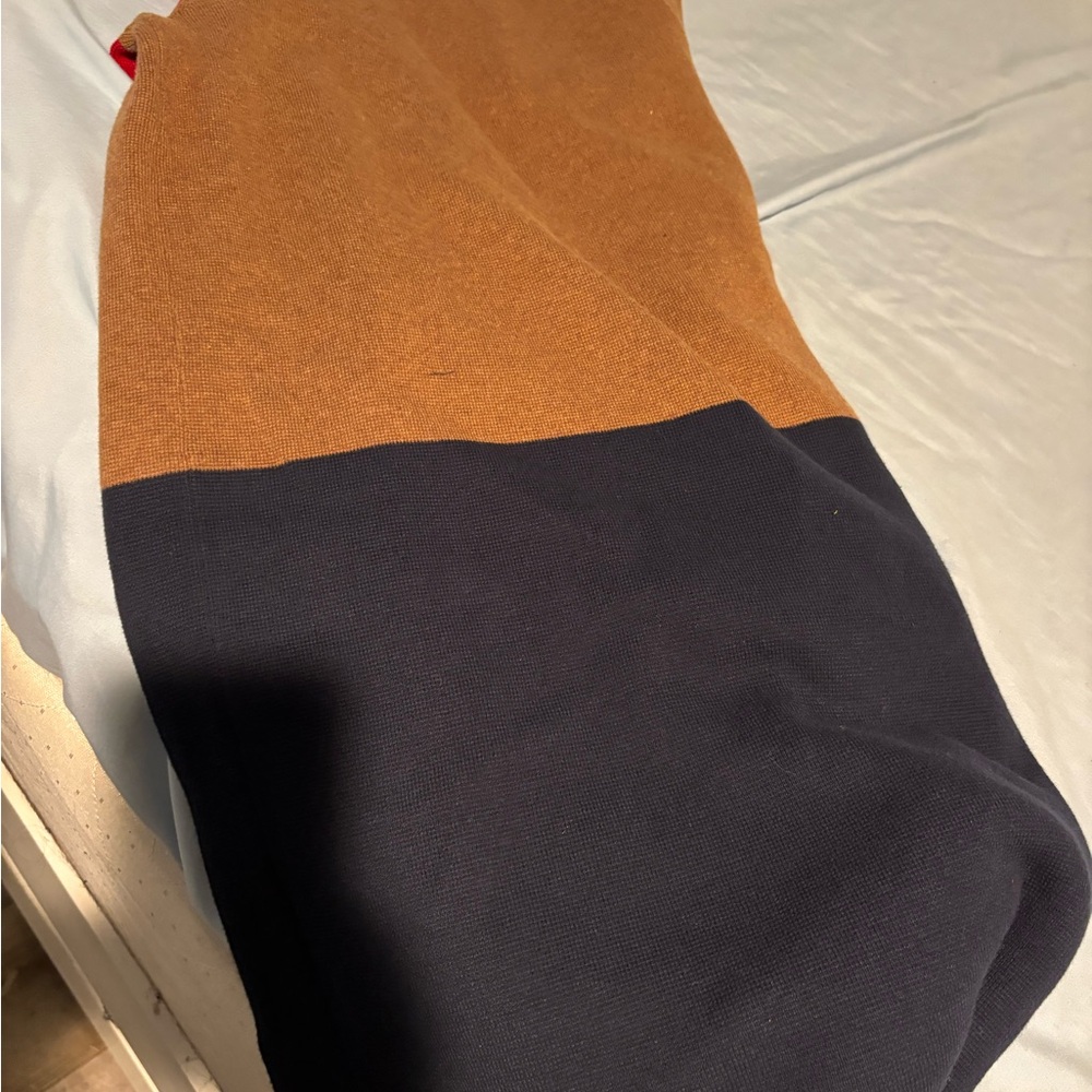 J. Crew Colorblock Belted Cardigan — Camel, Red & Navy - Picture 4 of 4